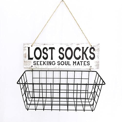 Togestar Lost Socks Laundry Sign And Basket, Wall-Mounted Lost Sock Organizer, Laundry Room Organization thumbnail 6