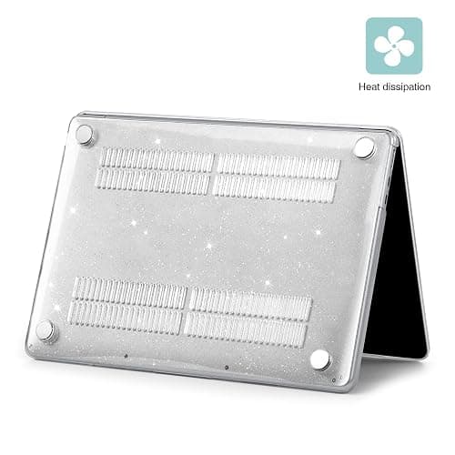 EooCoo Case Compatible with MacBook Air 13 inch M4 2025 2024-2022 Release M3 M2 A3240 A3113 A2681, Glitter Hard Shell&Keyboard Skin Cover&Screen Protector for Mac Air 13.6 inch Case, Sparkly Clear thumbnail 2