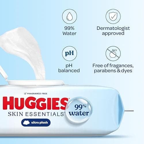 Huggies Skin Essentials Baby Wipes, 99% Water, 10 Packs, 560 Wipes thumbnail 5