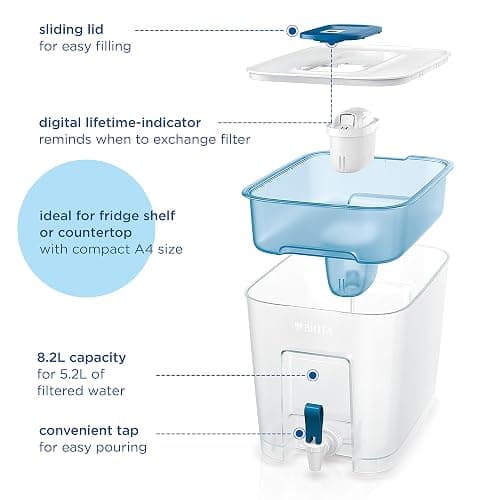 BRITA Flow XXL Water Filter Tank (8.2L) incl. 1x MAXTRA PRO Pure Performance cartridge - fridge-fitting dispenser for families and offices - now in sustainable Smart Box packaging thumbnail 4