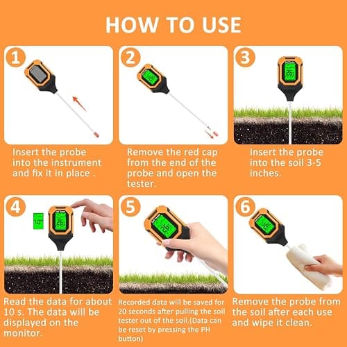 4-in-1 Soil Moisture Meter Digital PH Meter/Soil Moisture/Plant Temperature/Sunlight Intensity, Backlight LCD Display, Soil Test Meter for Garden, Lawn, Plant Care, Farm and Indoor Outdoor Plants thumbnail 5
