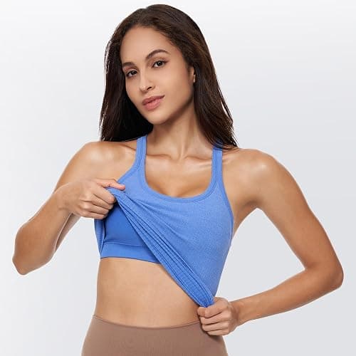 Yoga Racerback Tank Top for Women with Built in Bra,Women's Padded Sports Bra Fitness Workout Running Shirts thumbnail 5