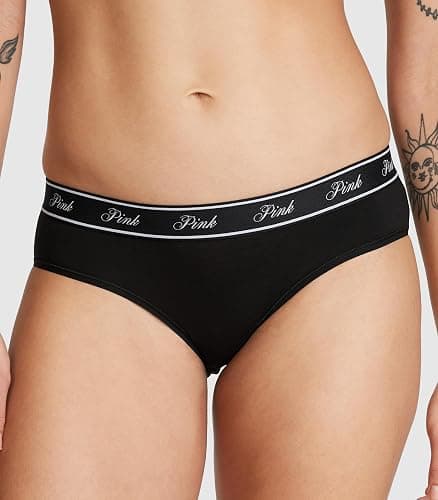 Victoria's Secret PINK Women's Cotton Logo Hipster Underwear, Moderate Coverage Panties for Women, Multi Pack (XS-XXL) thumbnail 2