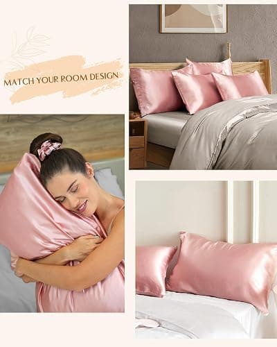 Yanibest Satin Pillowcase, Silk Pillow Cases for Hair and Skin with Zipper, Standard Pillow Cases Set of 2 for 20"x26", Exquisite Packaging for Women Men thumbnail 7