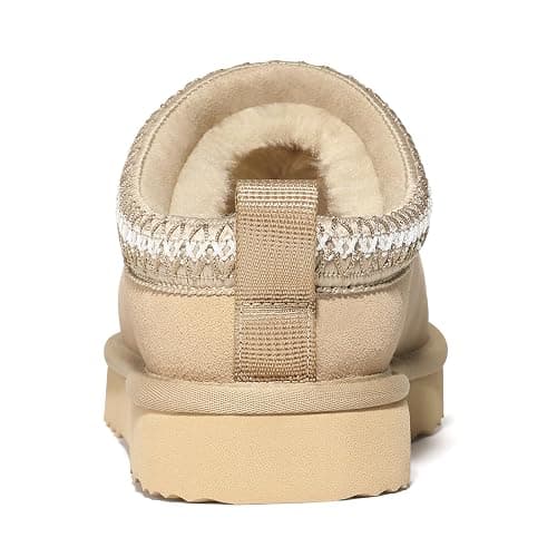 bebealy Genuine Suede Fuzzy Slippers for Women Winter Warm House Shoes Cozy Mini Boots for Indoor Outdoor thumbnail 4