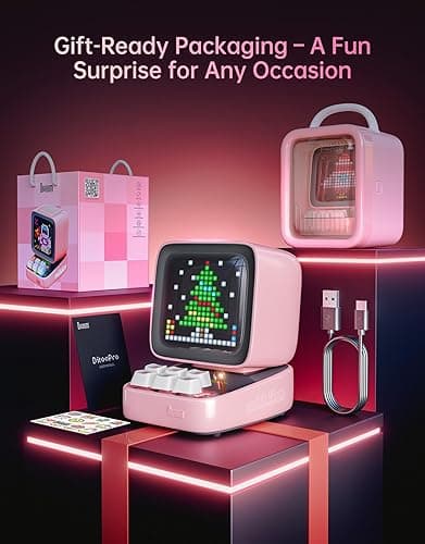 Divoom Ditoo Retro Pixel Art Game Bluetooth Speaker with 16X16 LED App Controlled Front Screen (Pink) thumbnail 9