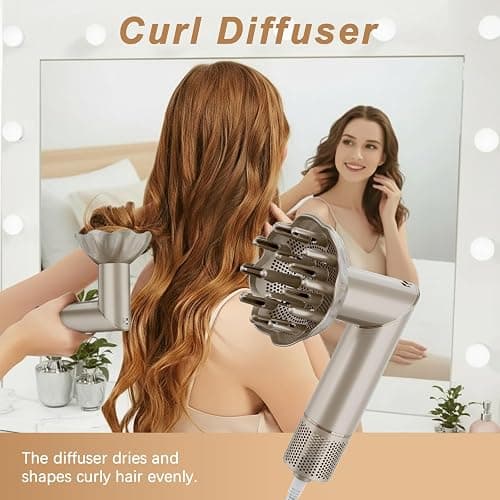 oryvia Air wrap Hair Styler & 8 in 1 Hair Dryer Brush, 1200W Rotate Air Wrap, 130,000 RPM High Speed Negative Ions Hot Air Brush, Air Styler for Volumizer, Curl, Straighten, Drying, Champagne Gold thumbnail 7