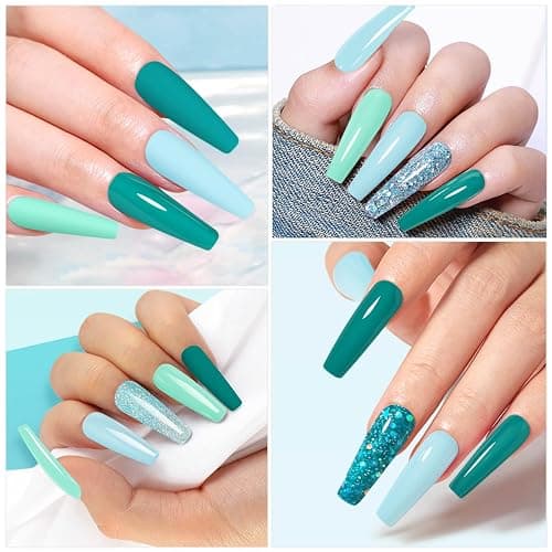 YSUVIN Semipermanente Unghie, 6 Colori Ciano Verde Azzurro Glitter Verde Smalto Semipermanente Unghie, Smalto Unghie Soak Off UV/LED Lampada Nail Art Gel Unghie Set, 8ml thumbnail 5