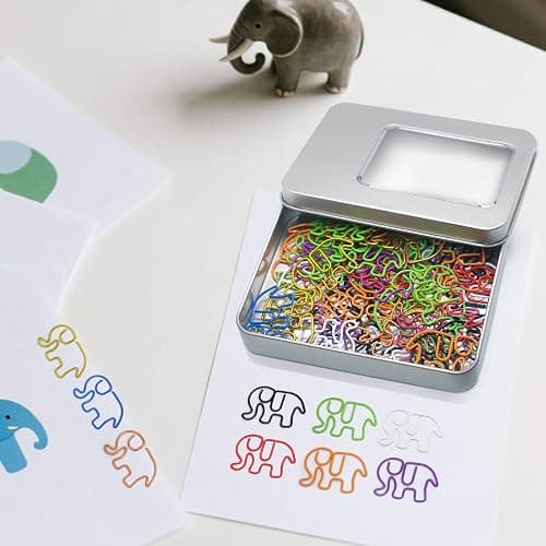 Haowuliao 50 Elephant Paper Clips Bookmarks, Elephant Decor Gifts for Women thumbnail 5