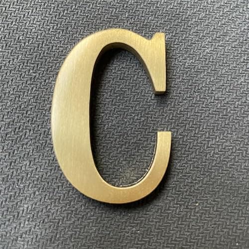 1.77 Inch Height Self Adhesive Solid Brass English Letters 45mm Wall sticker Gold Mail Box Numbers House Address Numbers Shop Studio Name DIY Combination For Wall Home Decor Hardware (Letter C) - C thumbnail 3