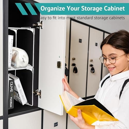 AUECOOME Locker Organizer Shelf Stackable Extra Locker Shelf for School Locker Organizer Storage Cabinet Accessories Suitable for School, Office, and Home use (1, Grey) thumbnail 6