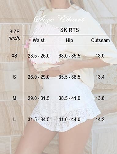 OZICERD Lace Ruffle Mini Skirts for Women High Waisted See Through Pleated Skort Micro Skirt Y2k Cute Short Skirt with Shorts thumbnail 6