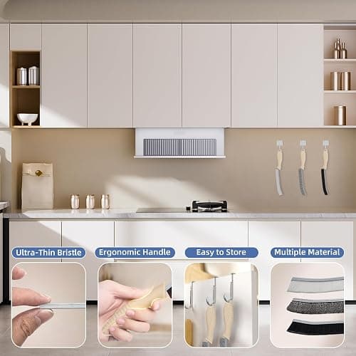 Foogwee® Crevice Cleaning Brush - Soft Bristle Brush + Hard Bristle Brush + Stainless Steel Bristle Wire Brush, Cleaning Tools for Household Use, Multifunctional Gap Cleaning Supplies - Khaki thumbnail 3
