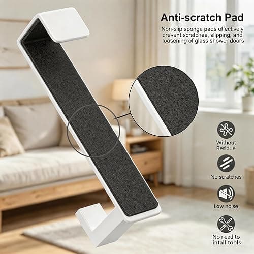 HUFEEOH Over Door Hooks, Stainless Steel Door Hanger with Non-Slip Pads, Easy Install Towel Coat Storage Fits 1-3/4" Thick Door (White, Fits 1-3/4" Thick Door -L Shape - 2 Pack) thumbnail 5