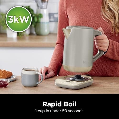 Ninja Perfect Temperature Kettle, 1.7L, with Temperature Control, LED Display, Easy to Use Kettle with Rapid Boil and Temperature Hold, Stone/Gold KT201UKSTGD thumbnail 4