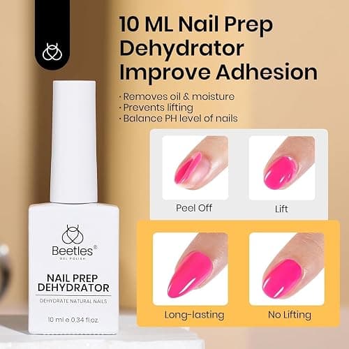 Beetles 9 In 1 Gel Nail Glue Nail Dehydrator Kit for Acrylic Nails Acid Free & Hema-Free Professional Dehydrator Prep for U V Gel Polish Long Lasting Led Lamp Required thumbnail 4