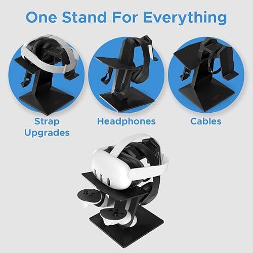 Digicharge VR Headset Stand for Meta Quest 3S / Quest 3 Oculus Quest 2 VR Mount Display Storage for Headset and Touch Controllers - Black thumbnail 6