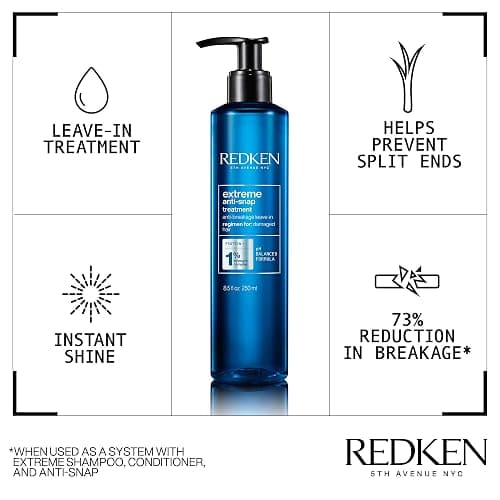 Redken Extreme Anti-Snap Anti-Breakage Leave-In Treatment For Distressed Hair - Fortifies & Helps Reduce Breakage, Infused With Proteins thumbnail 5