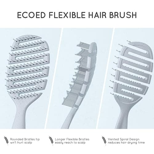 Ecoed Hair brush, Vented Detangling Brush, Quickly Detangles and Smooths hair for Curly, Thick, and Straight Hair, Hair Brush for Women and Men, Blue, Eco Friendly, Sustainable Material thumbnail 4