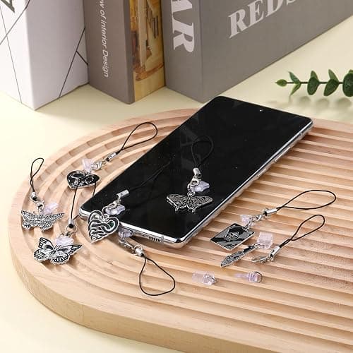 WEWAYSMILE 8 Pcs Type C Dust Plug Charm Cute Cell Phone Charms Mobile Dustproof Plugs with Charms for Most Type C USB C Cell Phone(Gothic Style) thumbnail 4