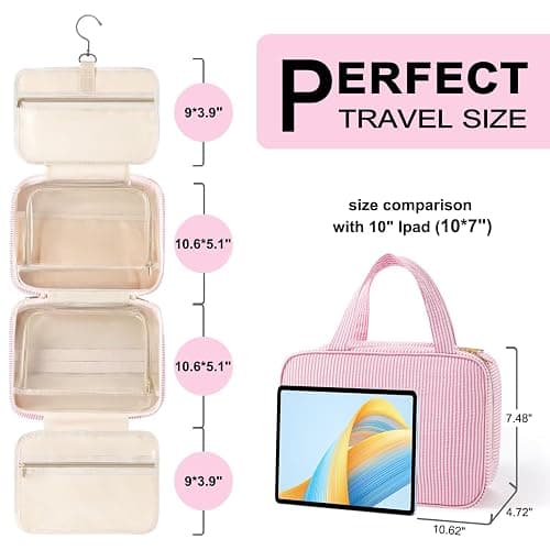 TOPEAST Travel Hanging Toiletry Bag Initial Makeup Bag for Women Teen Girls - Birthday Gifts for Women Teen Girls, Gifts for Daughter Sister Friends Mom Her - Letter A, Blue thumbnail 2