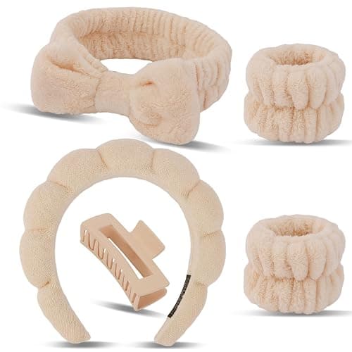 Canitor Spa Headband Wristband Set with Hair Clips Skincare Headbands for Washing Face Skin Care Puffy Makeup Headband Wrist Bands Preppy Teen Girl Gifts Cute Trendy Stuff Hair Accessories for Women thumbnail 8