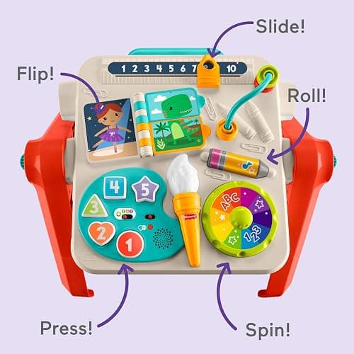 Fisher-Price Baby & Toddler Toy Laugh & Learn 4-in-1 Activity Table & Art Easel with Educational Music for Ages 6+ Months, Multilanguage Version thumbnail 6