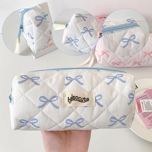 EDLMKM 2Pcs Pencil Case, Pen Pouch, Makeup Bag, Bow Pencil Pouch with Zipper, Pencil Case for Girls, Portable Makeup Bag Stationery Pouch for Stationery, Toiletries, Makeup, Travel & Office thumbnail 6