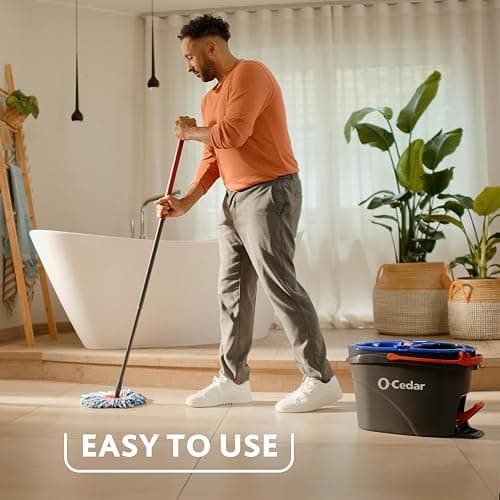 O-Cedar RinseClean Spin Mop & Bucket System + 1 Extra Mop Head | Clean with Clean Water | Removes 99% of Bacteria thumbnail 6