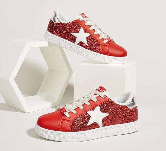 LUCKY STEP Women's Fashion Star Sneaker Lace Up Low Top Comfortable Cushioned Walking Shoes thumbnail 4