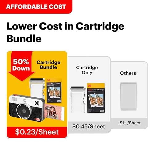 KODAK Mini Shot 2 Retro 2x3” Instant Digital Camera & Photo Printer, 38 Sheets, 2-in-1 Portable Print Camera, Bluetooth Smartphone Printer for iOS & Android, 4PASS Dye Sublimation, White thumbnail 2