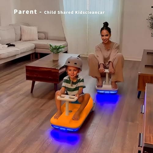 12V Ride-On Car with Cleaning Fun, 3 in 1 Gokart, Soft-Start, 5-Speed Adjustable, Detachable mop, Rechargeable Battery, 160lbs Capacity, Indoor & Outdoor for Kids Ages 3+ Orange thumbnail 2