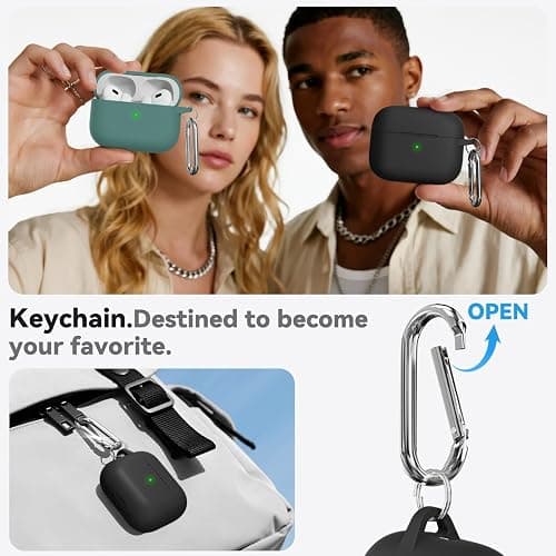 Ljusmicker for AirPods Pro Case Cover with Cleaner Kit,Soft Silicone Protective Cover for Apple AirPod Pro 2nd/1st Generation Case for Women Men,AirPods Pro 2/Pro Case Accessories with Keychain-Black thumbnail 6