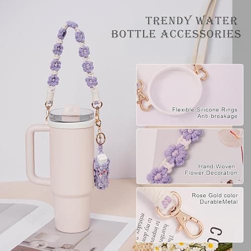PWMENLK Charms Accessories for Stanley Cup, Versatile Cup Holder with Strap for 14oz, 30oz, 40oz Water Bottle thumbnail 6