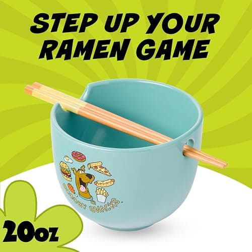 Silver Buffalo Scooby-Doo Scooby Snacks Ceramic Ramen Noodle Rice Bowl with Chopsticks, Microwave Safe, 20 Ounces thumbnail 4
