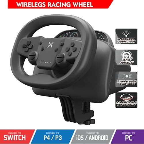 DOYO Gaming Steering Wheel with Pedals, 270 Degree Racing Wheel with Dual-Vibration Motors, Wireless Steering Wheel for PS4, PC, Nintendo Switch, PS3, IOS, Android Racing Games thumbnail 2