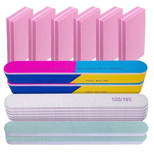 Nail File and Buffer Set (16 Pack), Nail File Kit Professional Nail Files & Buffers Manicure Supplies Filer Buffer for Natural Nails, 100/180 Grit 7 Way Nail Filing Polishing Buffer for Nail Care - Image 1