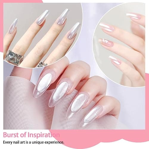 Allstarry White Pearl Chrome Nail Powder, Iridescent Aurora Powder Metallic Mirror Effect Glitter Powder Pearlescent Ice Transparent Mermaid Pigment Pearl Glitter Dust Kit for Nail Art Decoration thumbnail 6