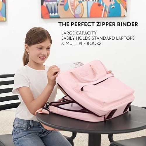 Sturdy 3 Ring Zipper Binder with Shoulder Strap for School - Beautiful 2 Inch Zip Up Binder with Extra Pockets Holds 500 Sheets, Books & Laptop - Easy to Carry Trapper Keeper Made of Premium Fabrics thumbnail 3