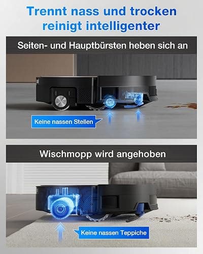 ECOVACS X11 OMNICYCLONE Saugroboter mit Wischfunktion, Blast + 19.500 Pa, ultraschnelles Akkuladen, OZMO Roller 2.0, Klettern max. 4 cm Höhe, Ausfahrender Wischmopp, PureCyclone 2.0 Auto-Entleerung thumbnail 8