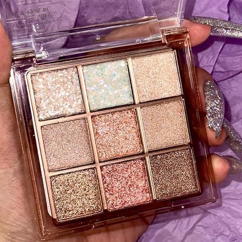 9 Colors Pink Glitter Eyeshadow Palette Naturing-Looking Women Girls Eye Shadow,Pink White Gold Glitter Shimmer Sparkly Eye Shadow Palette Makeup,Warm Pastel Eyeshadows Palette Long Lasting Waterproof thumbnail 7