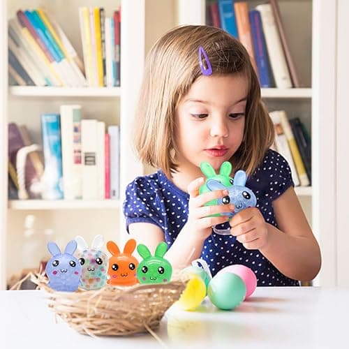 Squishy Easter Bunny,Easter Basket Stuffers Stress BallsToys for Kids Adults,4Pack Bunny Squeeze Ball Stress Relief Fidget Toys Easter Party Favor Gifts thumbnail 6