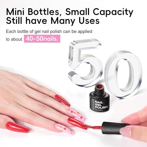 COSCELIA 25PCS Gel Nail Polish Set Spring Summer Colors Gel Nail Polish Soak Off with Glossy Matte Silver Golden Glitter Top Coat Red Brown Black White Green DIY Gifts for Women Girls thumbnail 4