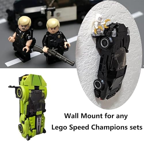 TEYOUYI 12PCS Wall Mount for Any Lego Speed Champions Sets Wall Bracket for Lego Speed of Champions with a Base for The Pilot,Wall Mount for Brick Cars and Figure Black thumbnail 4