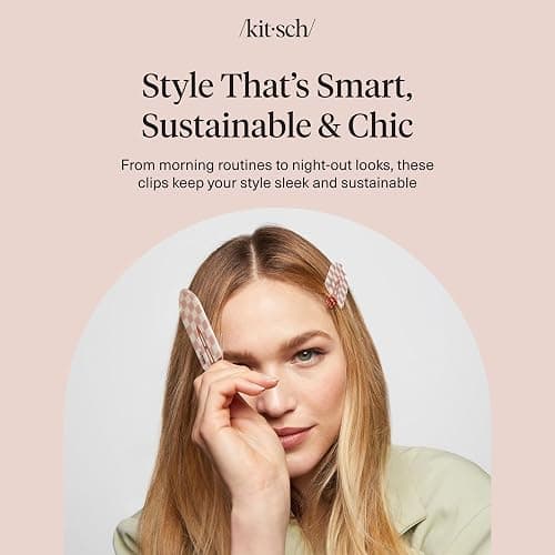 Kitsch Creaseless Hair Clips for Women - No Crease, No Bend Hair Clips for Styling, Bangs, Makeup Application, Face Wash | Recycled Acrylic - Checkered Terracotta | Ideal Gifts for Women, 2pcs thumbnail 8