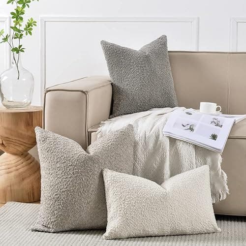 Sunkifover Textured Boucle Pillow Cover 12x20 Inches, Decorative Neutral Pillowcase Rectangular Cushion Cover for Sofa, Bed, Bedroom, Living Room, Cream. - Cream - 20" x 12" (Pack of 1) thumbnail 2