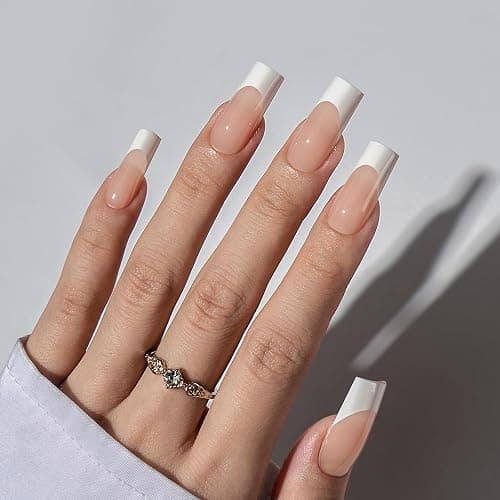 French Nail Tips Long, BTArtboxnails XCOATTIPS Square Fake Nails 150PCS Press On Nails, No Need File Glue on Nails with Pre-applied Tip Primer & Base Coat, Gel Nail Tips 15 Sizes thumbnail 2