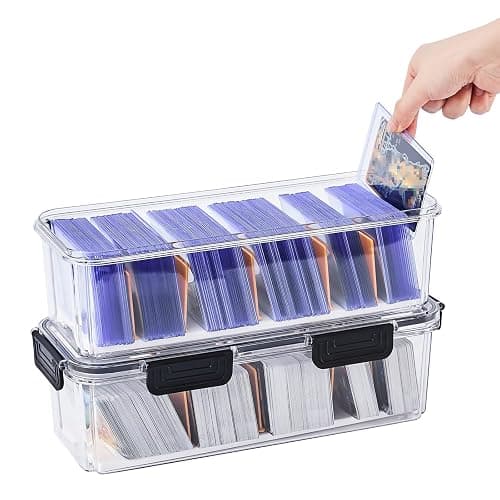 DEEIF Toploader Storage Box, Trading Card Storage Box with 5 Dividers, Hard Plastic TCG Card Storage Box for Top Loaders, Large for 165 Toploaders 650 Cards (2 Pack) thumbnail 7