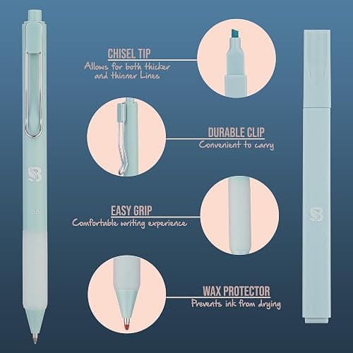 BLIEVE - Aesthetic Highlighters and Gel Pens With Soft Ink And Tip, Bible Highlighters and Pens No Bleed, Dry Fast Easy to Hold, for Bible Journaling Planner School Supplies (Pastel) thumbnail 7
