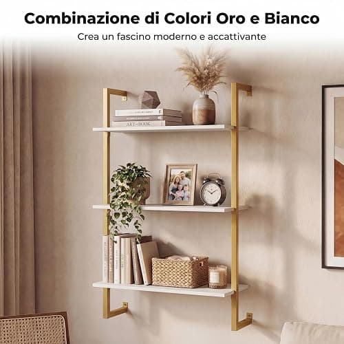 COSTWAY Mensola da Parete a 3 Livelli, Scaffale Verticale Sospeso per Bar Caffè, Portaoggetti Multiusi per Soggiorno Ufficio Domestico e Bagno, 53x23x90 cm (Bianco) thumbnail 4